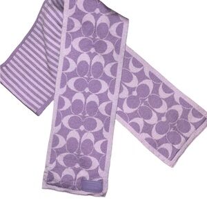 Coach Lavender Signature C Merino Wool Reversible Scarf